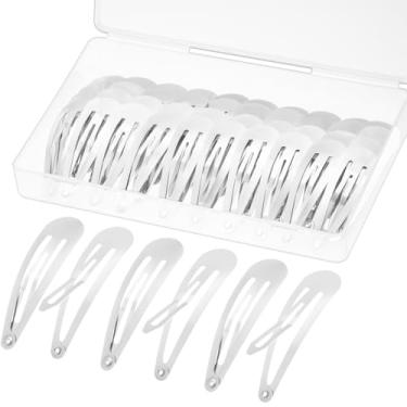 Imagem de Gingbiss 50 peças de grampos de cabelo de pressão de metal para mulheres, presilhas de cabelo com gota de água de 5 cm com caixa de armazenamento, grampos de cabelo antiderrapantes acessórios para
