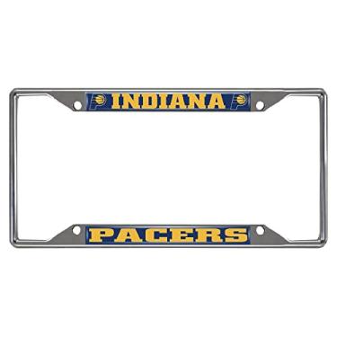 Imagem de FANMATS Moldura de placa de carro de metal cromado Indiana Pacers 20861, cores do time, 15,9 cm x 31,1 cm