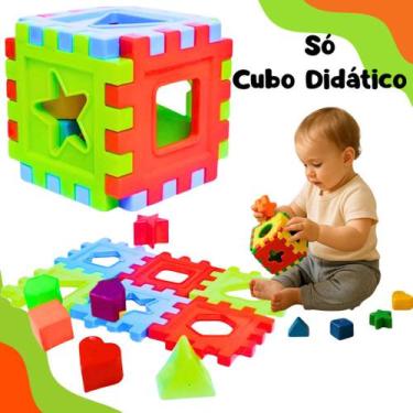 Imagem de Kit 3 Brinquedos Educativos Bola Didática+Cubo+ Bola com Formas Infant