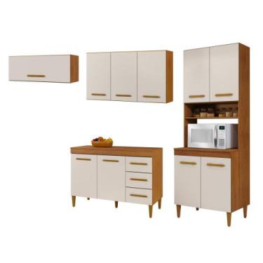 Imagem de Conjunto Paneleiro 4 Portas Balcão com Tampo Aéreo 2 Portas e 1 Aéreo 