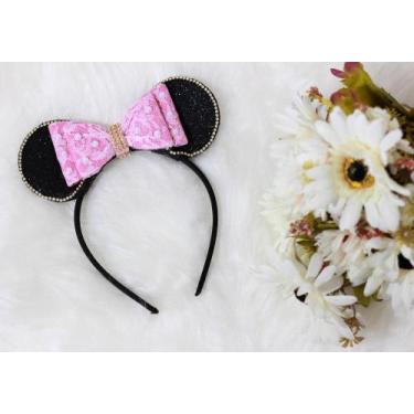 Imagem de Tiara De Orelhinha Festa Super Luxo Infantil Minnie Rosa - pingo de ge