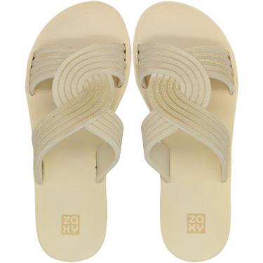 Imagem de Tamanco Slide Zaxy Rasteiro Chic Tiras Entrelaçada Feminino, Off white