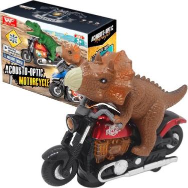 Imagem de Brinquedo Dinossauro Motoqueiro Bate e Volta Luz Som À Pilha - Genéric