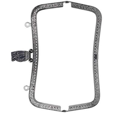 Imagem de ZJchao Frame de Bolsa de Metal, DIY Kiss Clop Lock Metal Purse Frame 20cm Bolsa Frame Retro Compensado Hardware Acessórios de Hardware 20cm (Cor da pistola B01-027-00479)