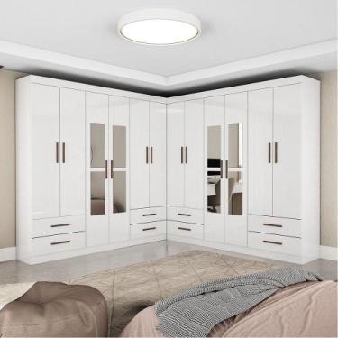 Imagem de Closet Casal Duplo Lu 12 Portas Com Espelho 8 Gavetas Branco - CARIOCA