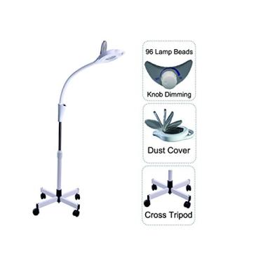Imagem de Lâmpada de ampliação de luz fria Led 5 vezes ampliação móvel tripé cruz Beleza lâmpada para cuidados faciais tatuagem ou leitura pessoal Elitzia ETH3004 (branco 120 lâmpadas DT)