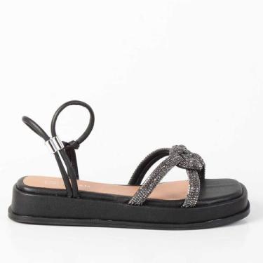 Imagem de Sandalia Flat Form Addan 5428 Preto, PRETO / GRAFITE / 08, 37