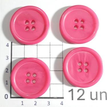 Imagem de Botões Rosa 30mm 4 Furos Plástico Brilhante Perolado Luxo 12 Un 24 Un 