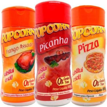 Imagem de Combo 3 Temperos Pipoca Popcorn Sabores Picanha, Frango - Flavored Pop