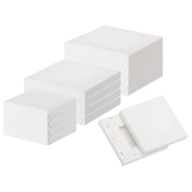Imagem de PATIKIL Tela para pintura, pacote com 12 3x3 4x4 5x5 tela de algodão em branco tábua de desenho acrílica conjunto de tinta a óleo suprimentos de arte para aquarela óleo acrílico guache têmpera