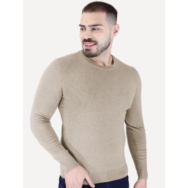 Imagem de Suéter Calvin Klein Jeans Masculino Crewneck Tricot Mini Logo Cáqui Mescla-Masculino