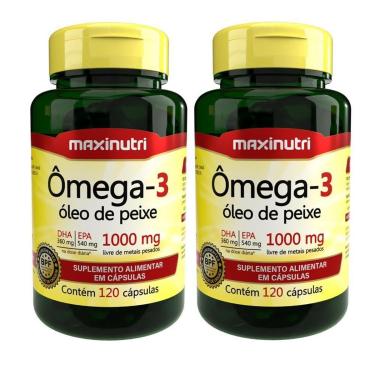 Imagem de Kit 2 Ômega 3 Óleo de Peixe 120 Cápsulas 1000mg Maxinutri-Unissex