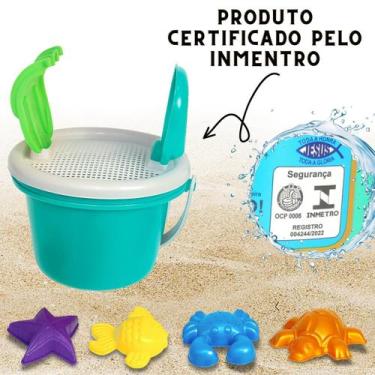 Imagem de Baldinho de Praia Verde Infantil Completo Brinquedo Com Moldes Forminh