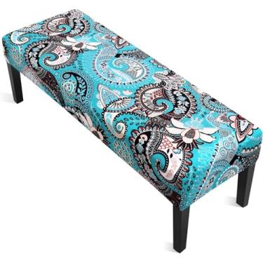 Imagem de YISUN Capas de banco de jantar impressas, capa de almofada de assento macia e elástica, lavável, capa removível para quarto, sala de estar, cozinha (corredor floral)