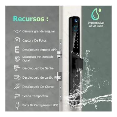 Imagem de Fechadura Eletrônica À Prova Dágua Tuya Wifi Porta Aluminio Jwcom