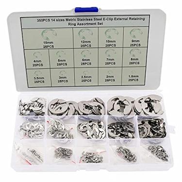 Imagem de 350 peças anel de retenção externo E-Clip conjunto sortido de anéis de retenção externo 14 tipos tamanho métrico liga de aço conjunto sortido para retenção de rolamentos, engrenagens, polias etc