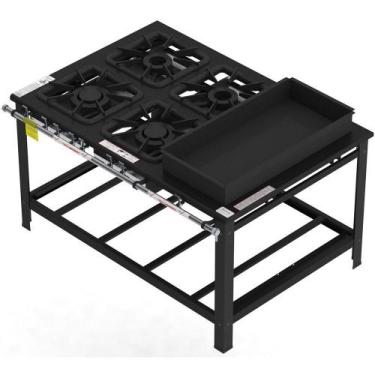 Imagem de Fogão Industrial Gastromaq 4 Bocas Mistas com Chapa Linha Encosto FG40
