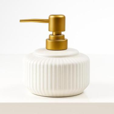 Imagem de Porta Sabonete Líquido Porcelana Banheiro Dispenser Branco - MM
