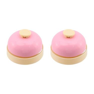 Imagem de Mewutal 2 mini campainhas de serviço rosa para mesa campainha de metal para recepção de mesa de 6 cm lembrete de jantar alto para concurso de perguntas de hotel, restaurante, bar, recepção de