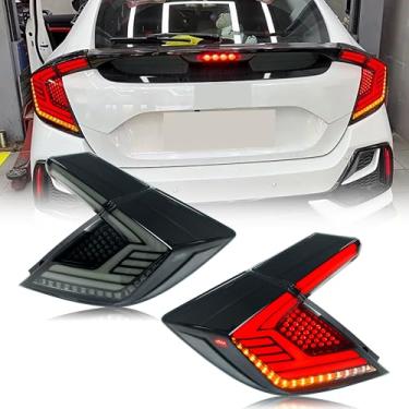 Imagem de Conjunto de luzes traseiras de LED compatível com Honda Civic Hatchback 2016-2020 10ª geração de animação de inicialização sequencial sequencial, acessório de lâmpadas traseiras pretas não serve para
