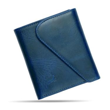 Imagem de Carteira masculina minimalista de couro Deerhandamde | Carteira masculina feita à mão com fecho magnético | Porta-cartões 9-12 carteira com bolso frontal | Carteira masculina dobrável | carteira RFID