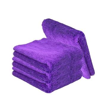 Imagem de Kit 4 Toalhas de Microfibra 40x60cm 350GSM Limpeza Automotiva Vidros Polimento Sem Arranhar