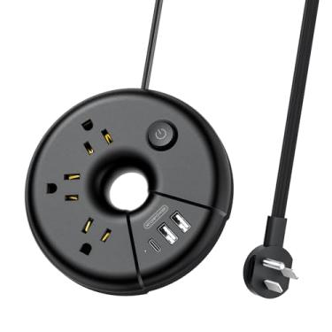 Imagem de Tira de linha para viagem, filtro de linha portátil aprovado pela NTONPOWER com 3 tomadas, 3 USB (1 USB C), cabo de extensão de viagem de 1,5 m, compacto para casa, escritório, dormitório, cruzeiro