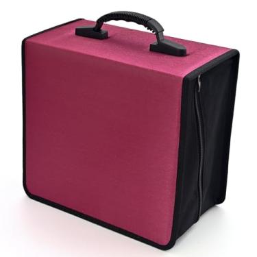 Imagem de alavisxf xx Capa para CD, suporte de DVD com capacidade 432, zíper resistente, organizador de mídia de filme, carteira organizadora para carro, casa(vermelho, capacidade 432)