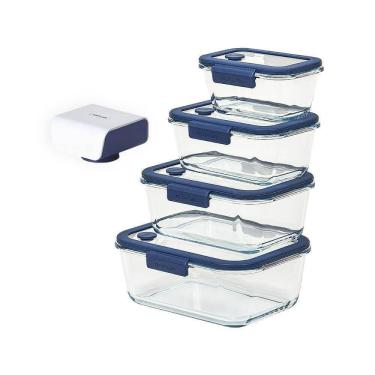 Imagem de Conjunto De Potes De Vidro Hermético Retangular - Bomba Elét