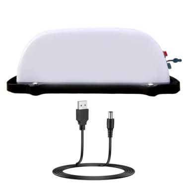 Imagem de ABUKALIXIN TAXI Sinalização Cabine Teto LED Adesivos em Branco Personalizados Drivers Bateria Recarregável USB Iluminado com Base Selada Magnética À Prova D'água, Luz Branca Exibida Luzes de Táxi