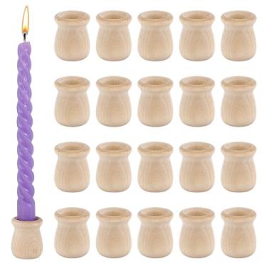 Imagem de PH PandaHall 20 peças de copos de vela, castiçais de madeira, copos de vela de madeira inacabados, tampas de cavilha de madeira, castiçais para pintura à mão, artesanato, decoração de casa, decoração