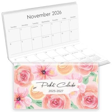 Imagem de KONVINIT Agenda de bolso, flores rosa 2025-2027