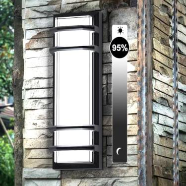 Imagem de Sytmhoe Luzes de parede externas 16 pol, 30 W 6000 K LED regulável moderno varanda e pátio luminária de parede, arandela externa preta para casa, garagem, pátio, casa (6000K)