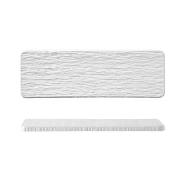 Imagem de Prato retangular fosco de cerâmica, utensílios de mesa criativos simples domésticos japoneses - prato plano retangular de 30,5 cm - branco