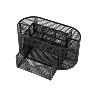 Imagem de Organizador Mesa Porta Material Com Gaveta 9 Divisórias Aramado Preto 