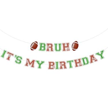 Imagem de Sursurprise Kit de faixa Football Bruh It's My Birthday para meninos adolescentes 8º 9º 10º 11º 12º 13º aniversário decorações de festa