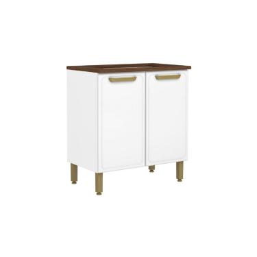 Imagem de Balcão de Cozinha Modulado p/ Cooktop c/ Tampo Bella c/ 2 Portas 80cm Branco - Bertolini