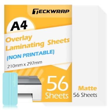 Imagem de TECKWRAP Folhas de laminação fosca para impressão a jato de tinta, adesivo, fita de transferência de papel para vinil 21 x 29,7 cm, A4, 56 peças, papel de contato transparente para scrap-booking