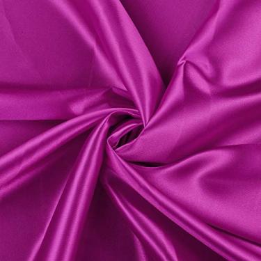 Imagem de Pacote de 10 jardas de tecido de cetim sólido para noivas charmeuse para vestido de casamento Fashion Crafts Costumes Decorações Cetim sedoso 111,76 cm - Mais de 30 cores, Magenta Violate, 15 YARD, 1