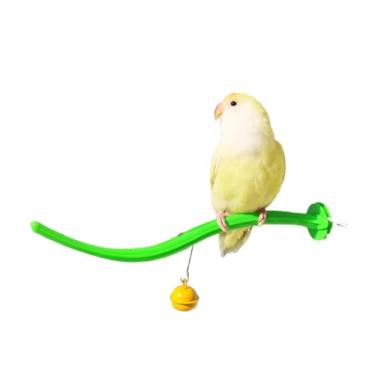 Imagem de Poleiros de pássaro com sino canário, gaiola de periquito, suporte universal de plástico, suporte de brinquedo adaptável a todas as gaiolas (original, verde)