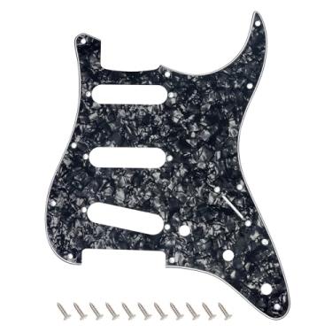 Imagem de Banworks 4 Ply Strat SSS Pickguard Placa de arranhão para guitarra elétrica de 11 furos para para-lama EUA/Mexicano estilo moderno Stratocaster ST JT/HB-01 Black Pearl