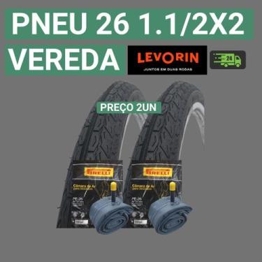 Imagem de Pneu 26x1 1 2 Pneu Grosso Aro 26 Pneu 26 1.1 2x2 Bicicleta Caloi Barra