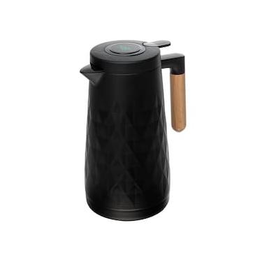 Imagem de Garrafa Térmica Lyor New Diamond 1L Preta com Termômetro Digital Cabo de Madeira