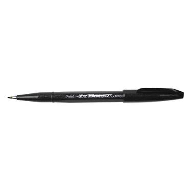 Imagem de Pentel Caneta Fude Touch, preta, com pincelada de feltro (SES15C-A)