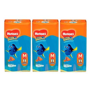 Imagem de Kit 3 Fralda Huggies Little Swimmers Tamanho P/M 11 Unidades Descartáv
