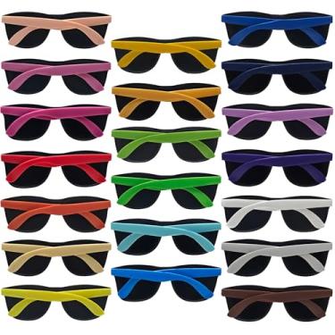 Imagem de QYVEWY Óculos de sol neon a granel para adultos, cor barata, para praia, aniversário, piscina, festa de casamento, 20 cores