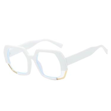 Imagem de Óculos de sol quadrados poligonais femininos, modernos, com lentes degradê UV400, masculino, armação transparente (branco transparente)