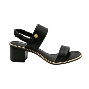 Imagem de Sandália Feminina Salto Médio Grosso Beira Rio Preta, Preto, Branco, 3