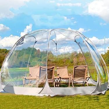 Imagem de Tenda transparente casa de bolhas ao ar livre acampamento estrela tenda, 4-6 pessoas cúpula jardim pátio toldo refúgio sala de sol quente no inverno para restaurantes acampar ao ar l