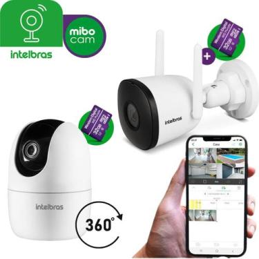 Imagem de Kit de Câmeras de Segurança WiFi Full HD 1 Interna 360 1 Externa 2 Car